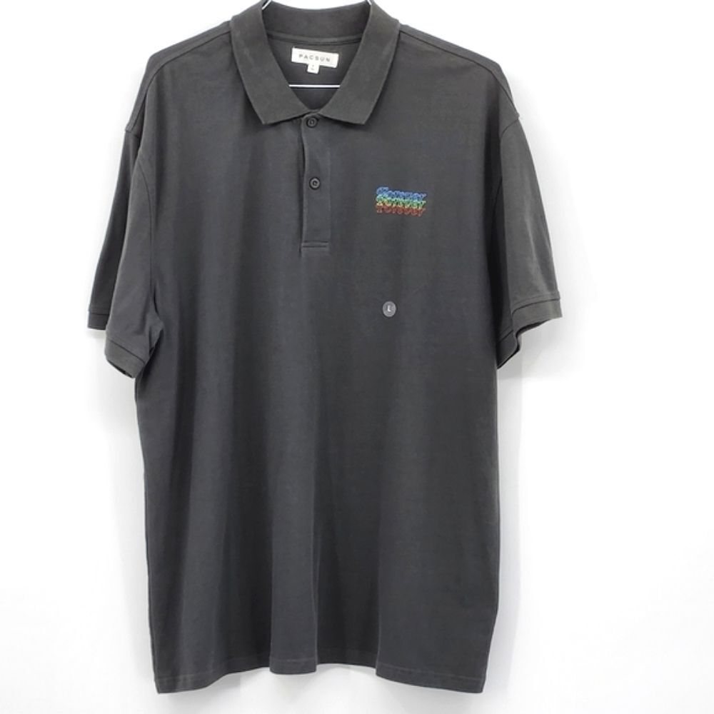 PacSun Eternity"Forever" Embroidered Lightweight Polo Shirt Mens Size Large